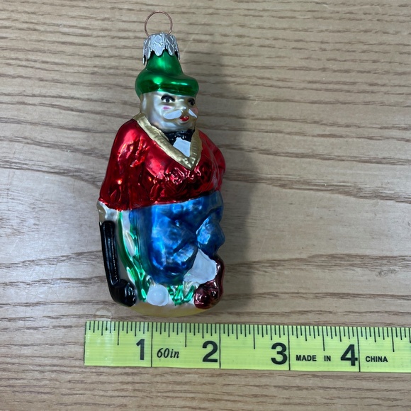 Vtg Inge Glas Christmas Ornament German Golfer Duffer Hand Painted Blown Glass - Picture 8 of 8